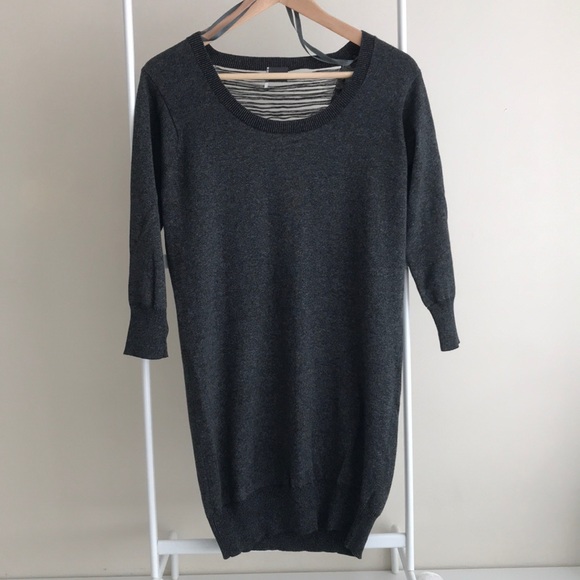 NWOT V Cut Grey Mini Dress/Tunic - Picture 2 of 4